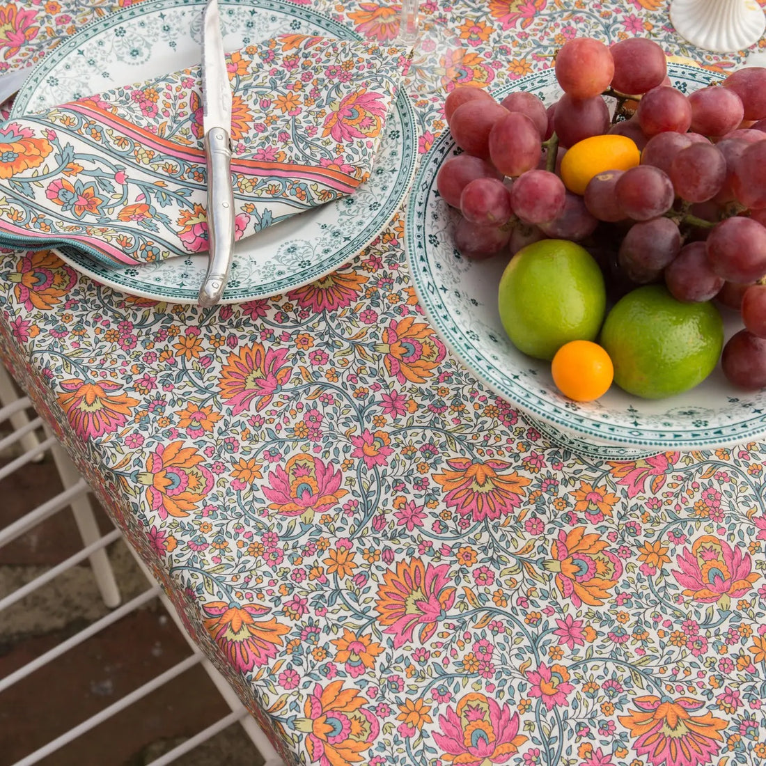 Nappe fleurie CARLA - Rose/Orange