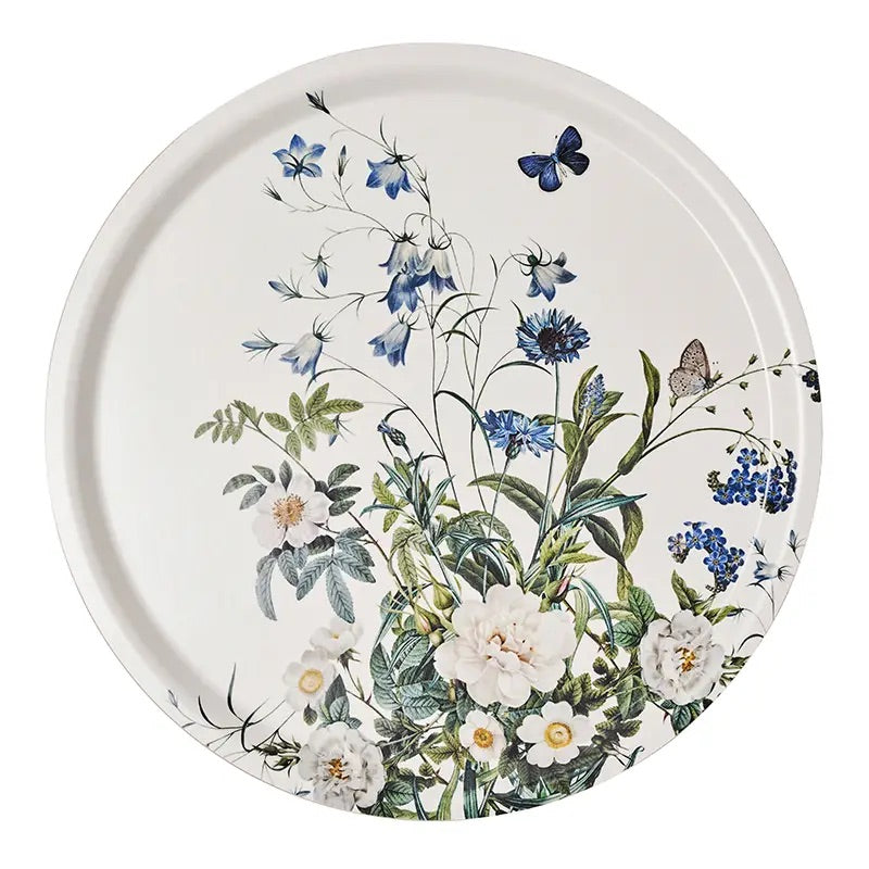 Plateau rond Fleurs Bleues (Ø38 cm)