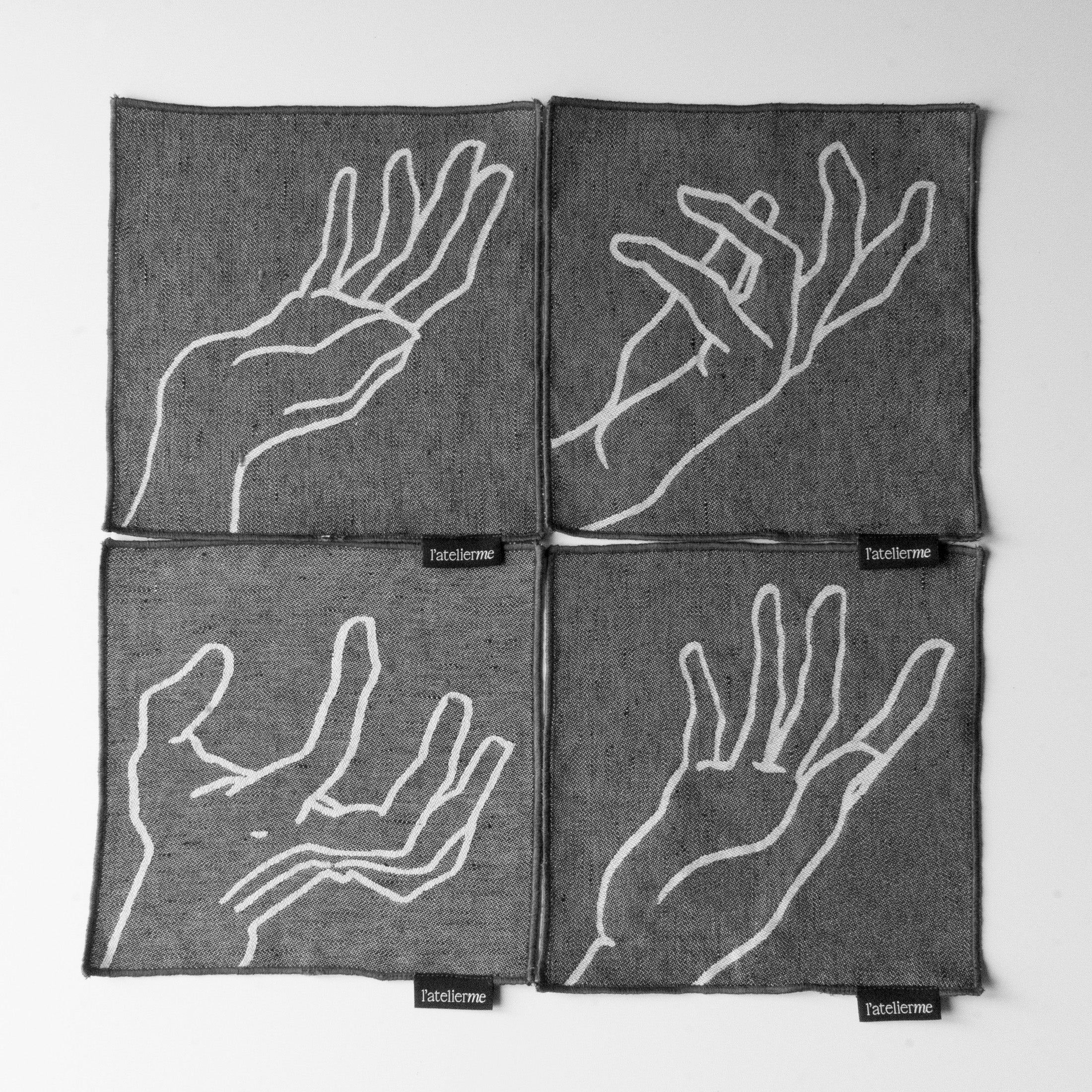 Serviette cocktail réversible en jacquard (Set de 4)