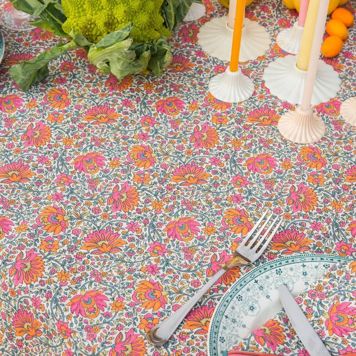 Nappe fleurie CARLA - Rose/Orange