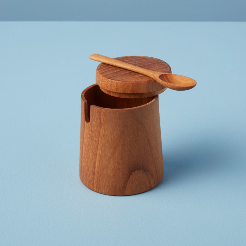 Pot à condiment en teck