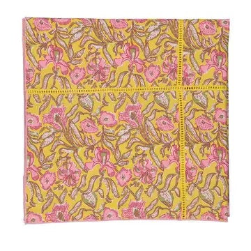 Nappe fleurie CARLA - Jaune/Rose