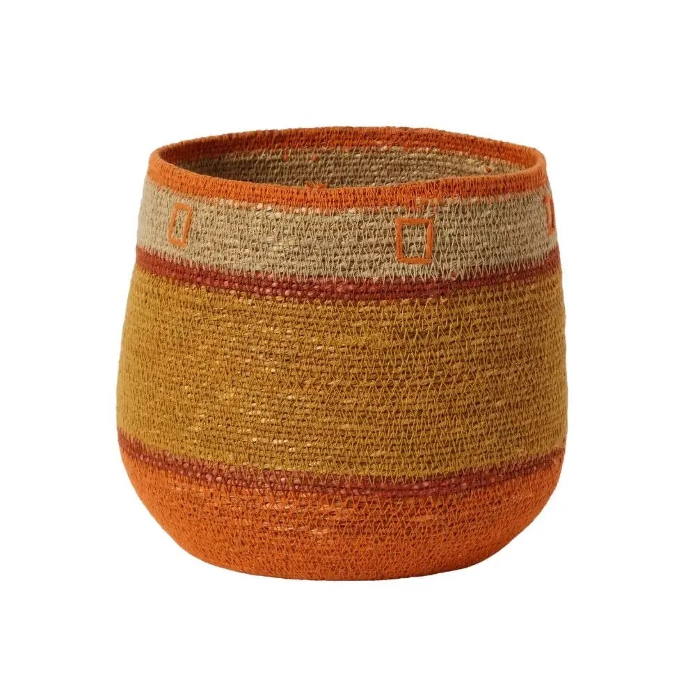Panier-cache-pot orange/ocre (L)