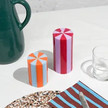 Bougie Pilier Rayée (L)