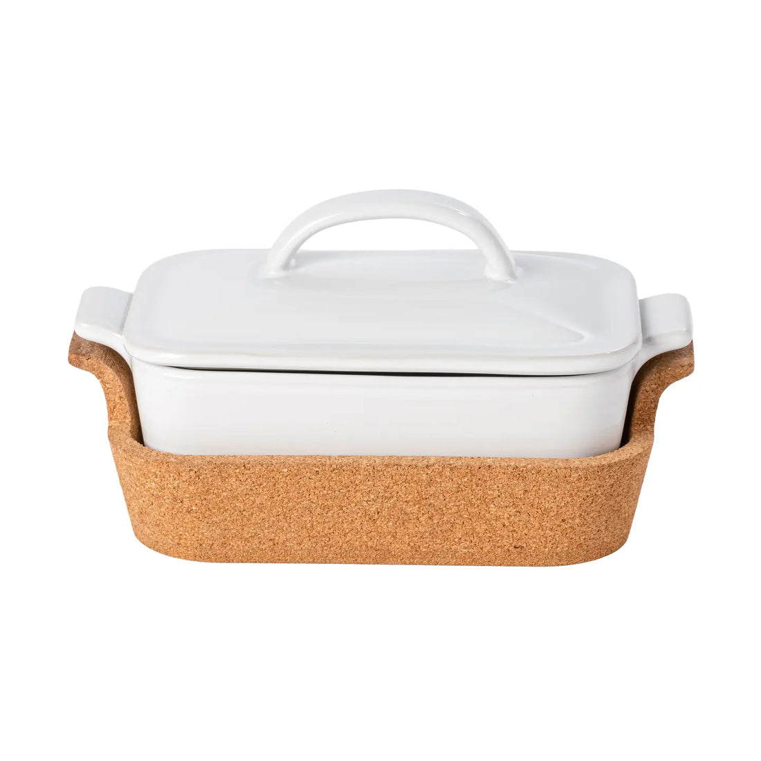 Plat à four rectangulaire avec couvercle/support liège