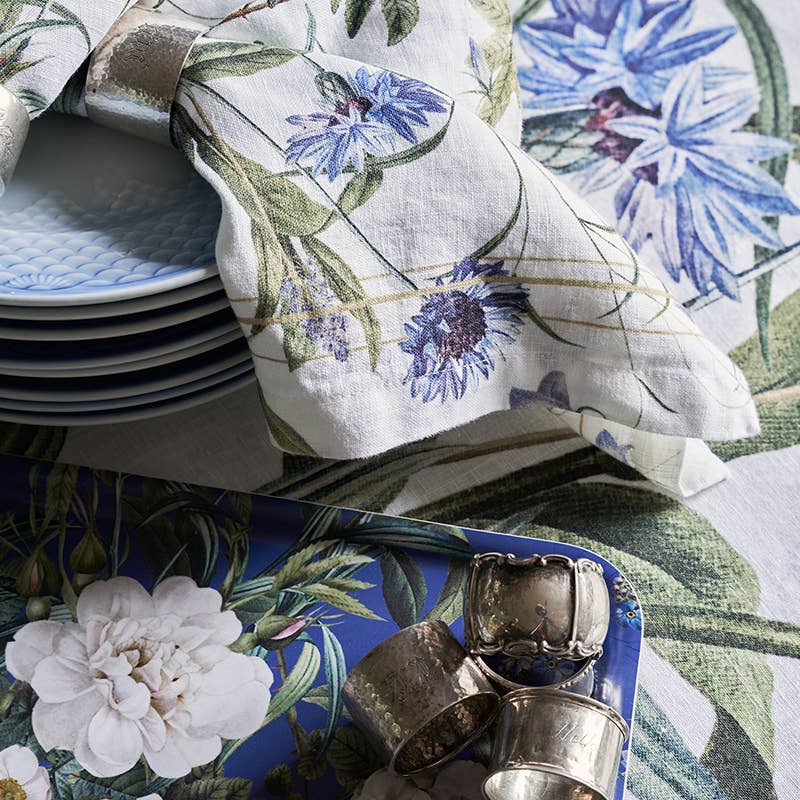 Plateau rectangulaire "JARDIN BLEU" 32x15cm