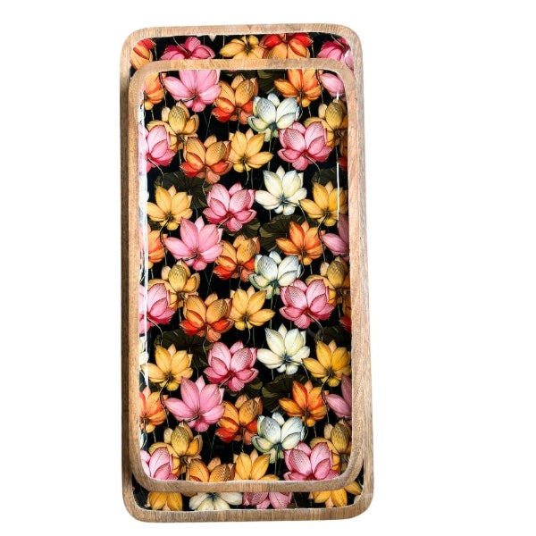 Plateau rectangulaire en manguier laqué