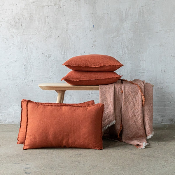 Washed linen cushion