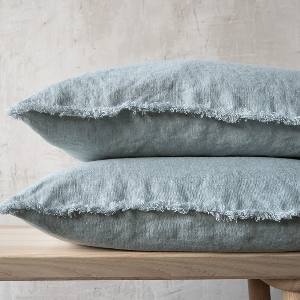 Housse de coussin frangé en lin