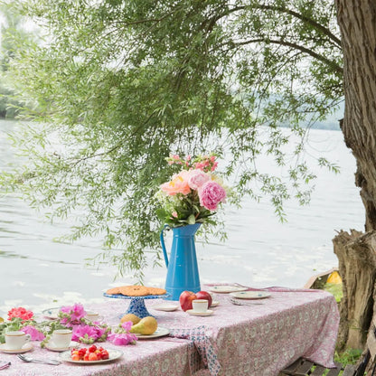 Nappe fleurie CARLA - Rose/Blanc