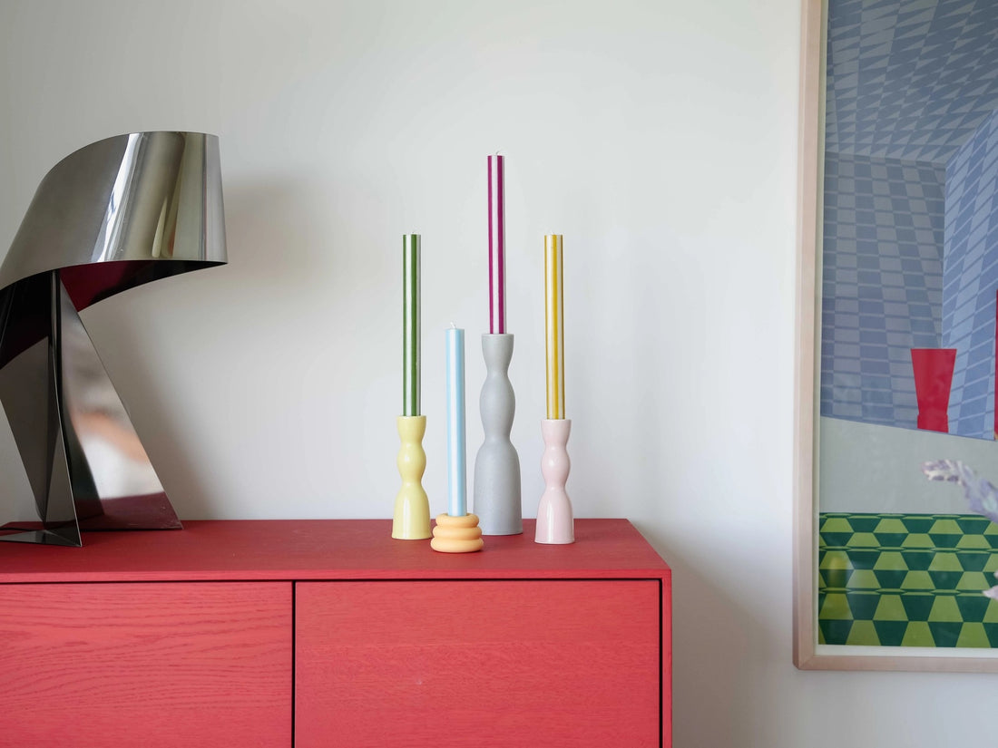 Bougie de table Rayée