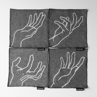 Serviette cocktail réversible en jacquard (Set de 4)