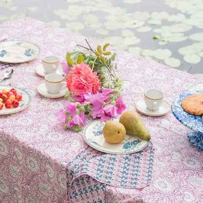 Nappe fleurie CARLA - Rose/Blanc