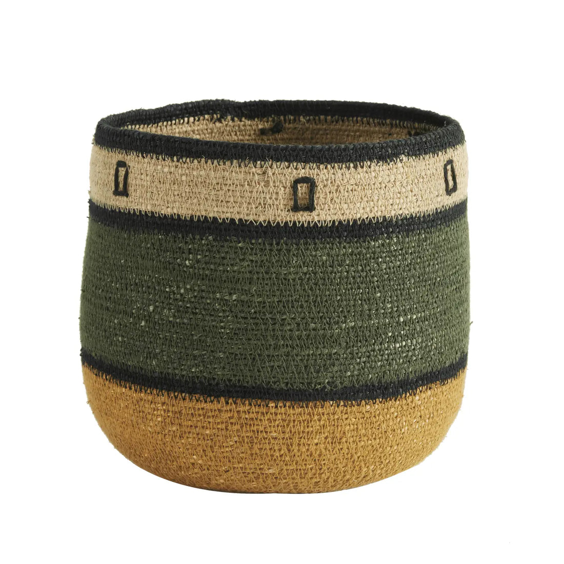 Panier-cache-pot ocre/vert (L)