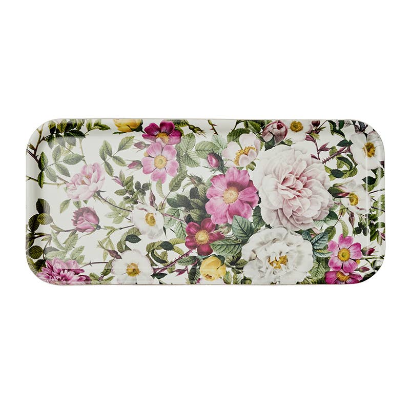 Plateau rectangulaire &quot;ROSIERS&quot; 32x15cm