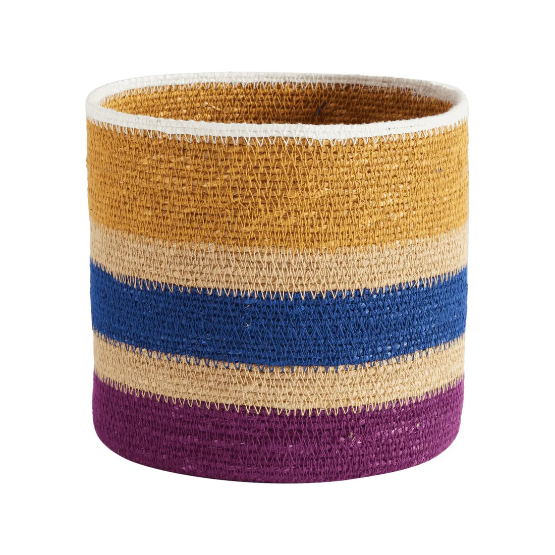 Panier-cache-pot violet/bleu/ocre (M)