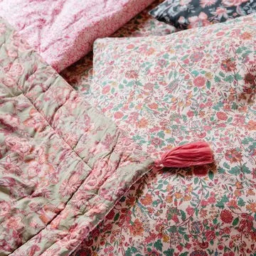Courtepointe réversible Vert Kaki/Rose - 90 x 120