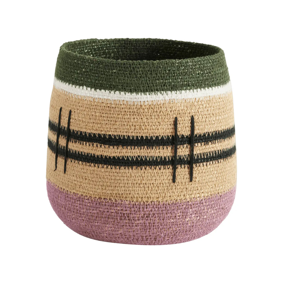 Panier-cache-pot lilas/naturel/vert