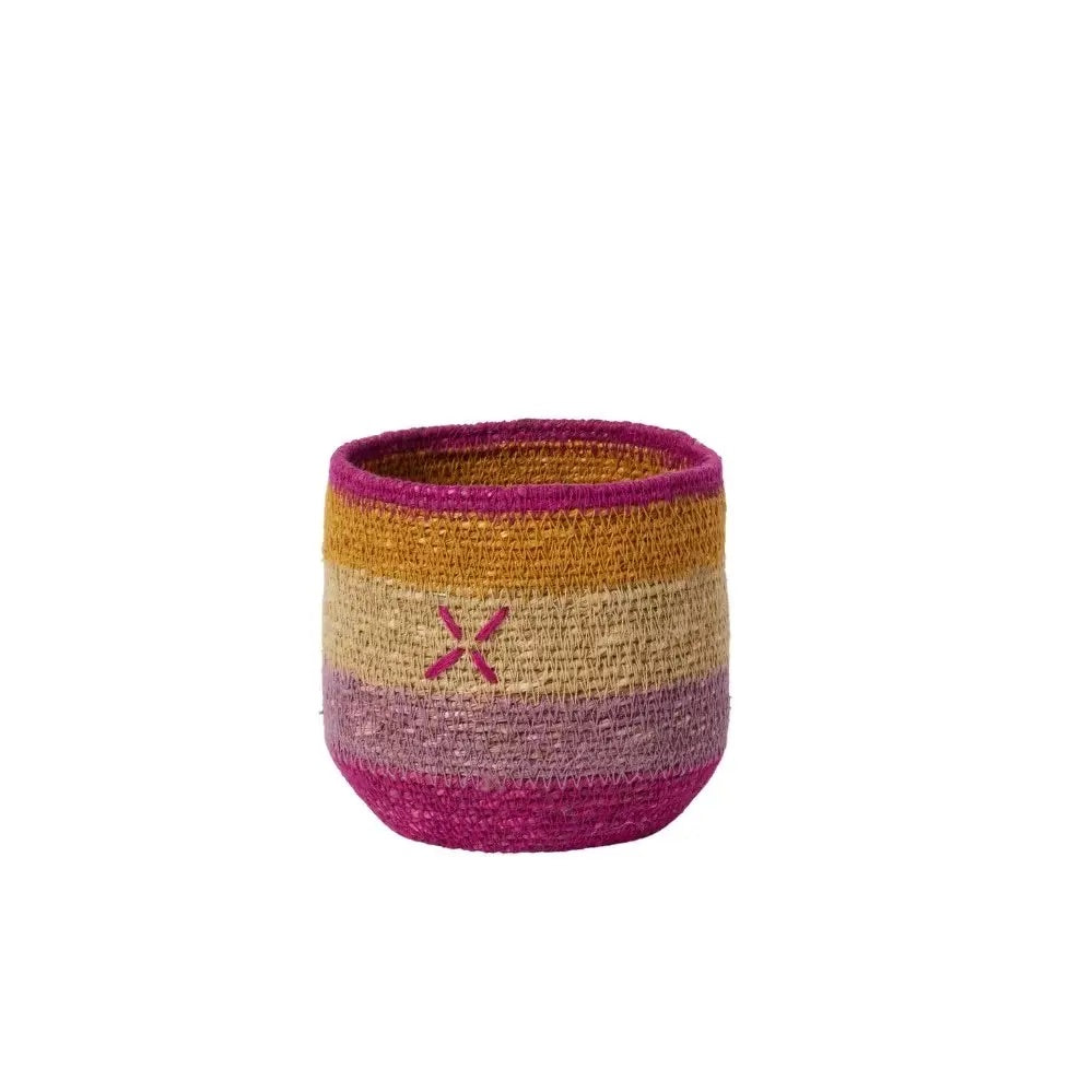 Panier-cache-pot violine/ocre