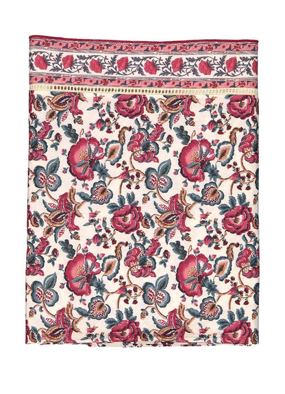 Nappe fleurie CARLA - Blanc/Rose/Vert
