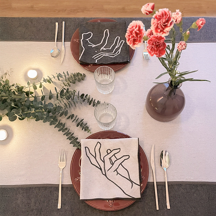 Serviette cocktail réversible en jacquard (Set de 4)