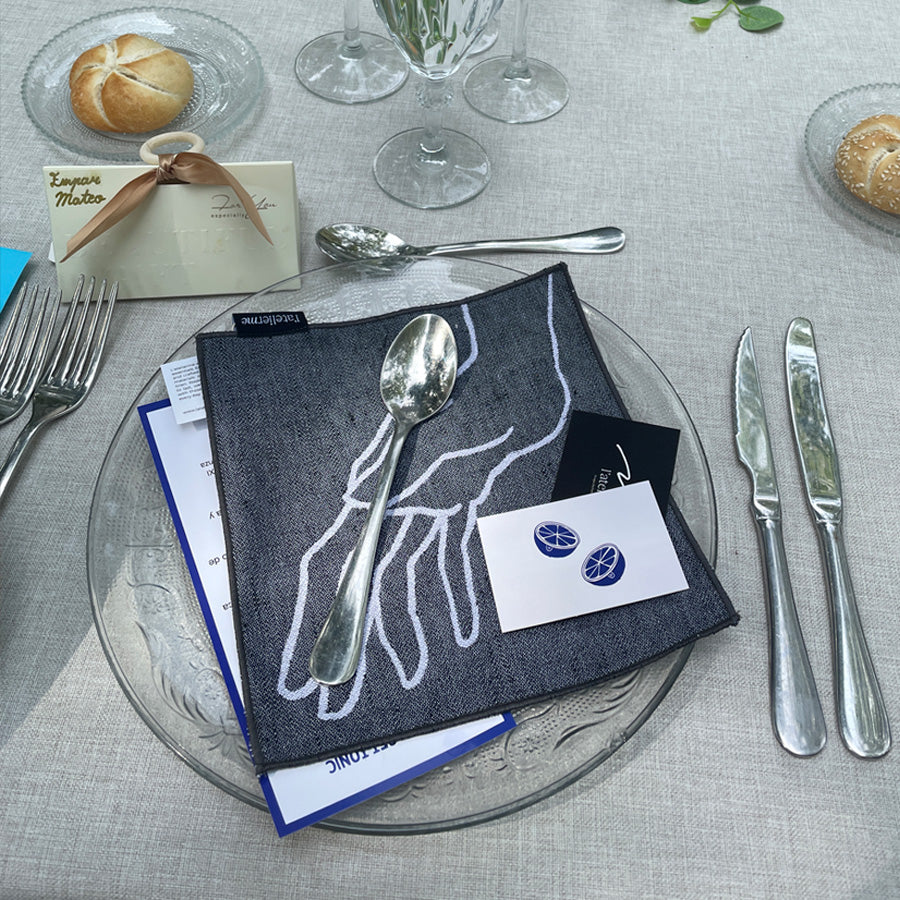 Serviette cocktail réversible en jacquard (Set de 4)