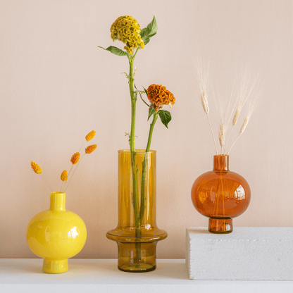 Recycled glass ball vase