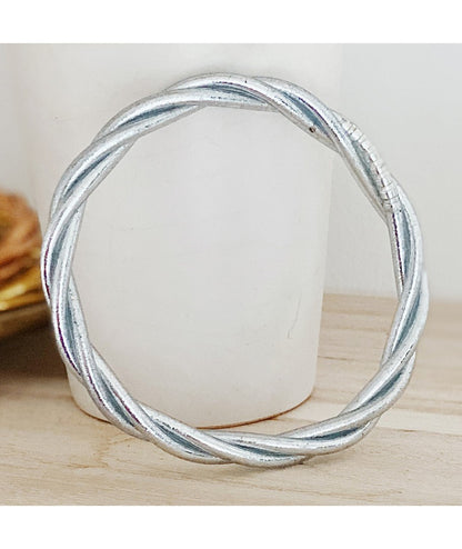 Silver Twisted Buddhist Bracelet - thin model